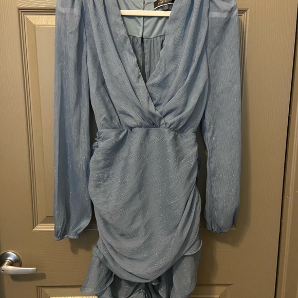 Blue Ruffle Mini Dress - Picture 3 of 3